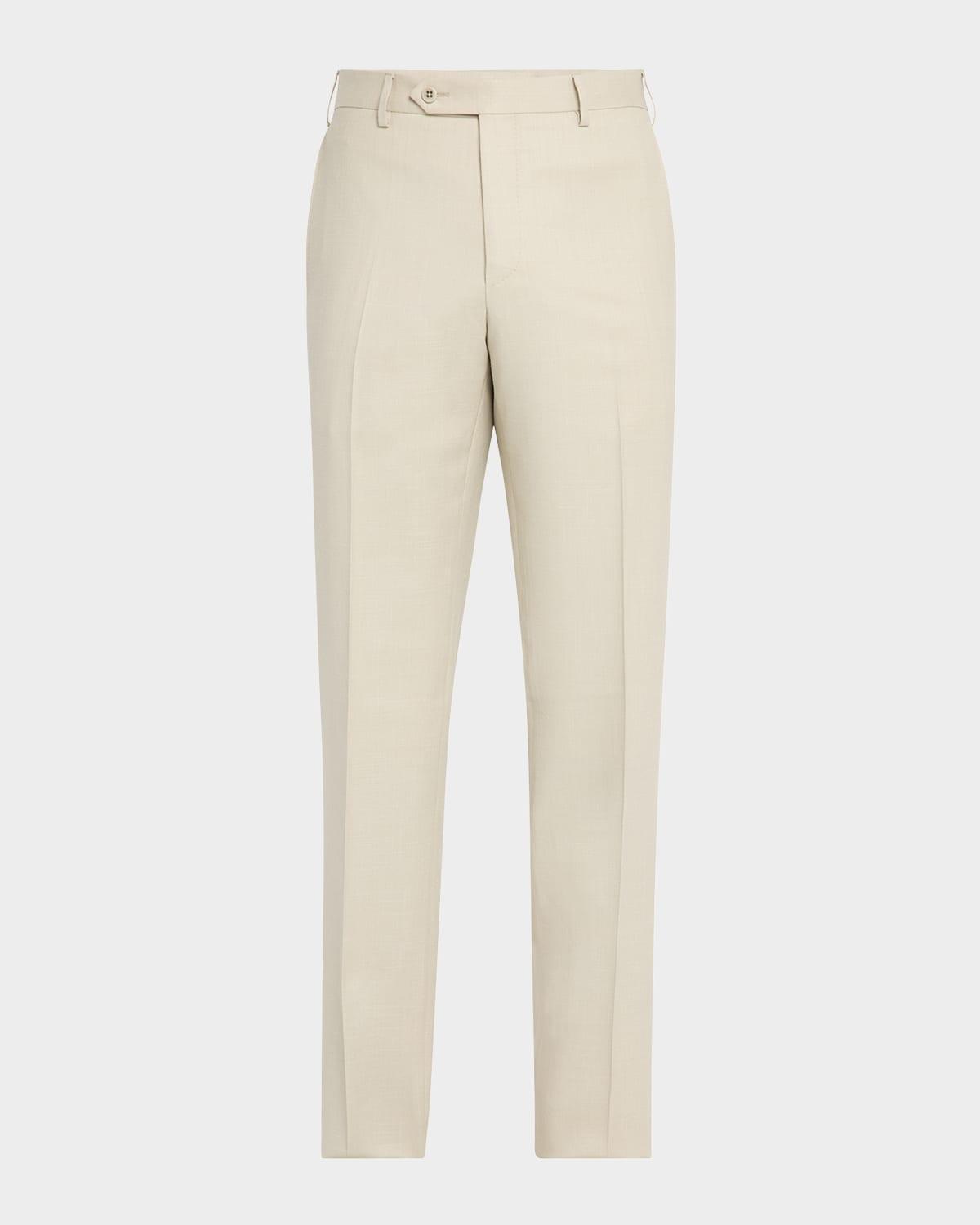 Mens Devon Wool and Silk Flat-Front Pants Product Image