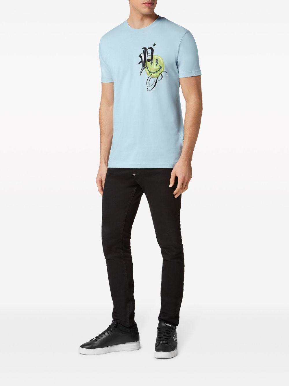 PHILIPP PLEIN Smile Cotton-jersey T-shirt In Blue Product Image