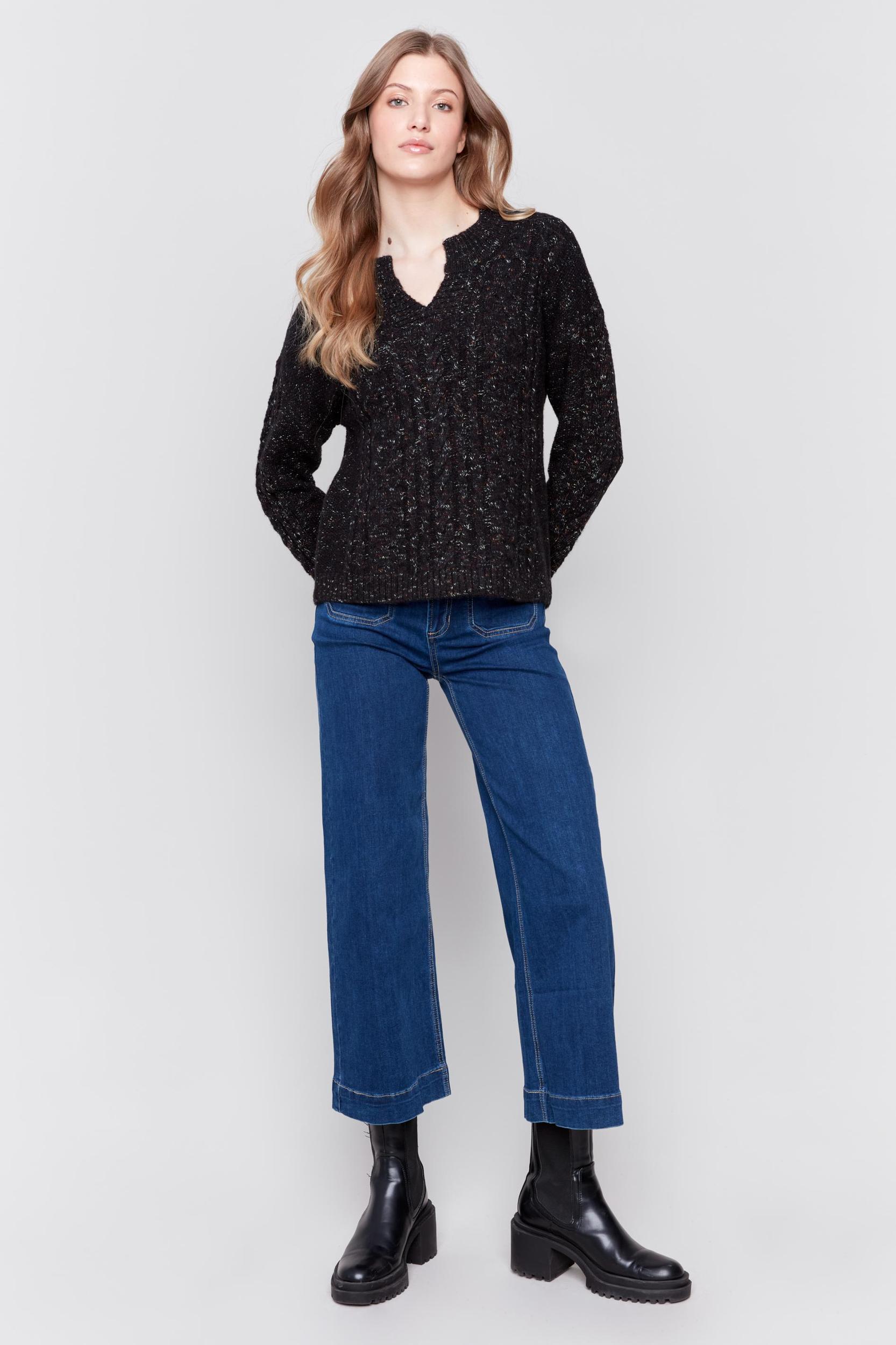Long Sleeve Speckel Yarn Sweater Knit Product Image