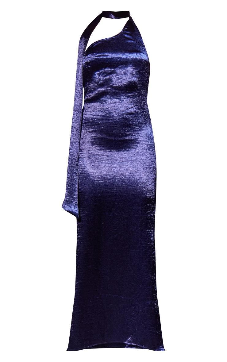 Blue Metallic Neck Wrap Maxi Dress Product Image