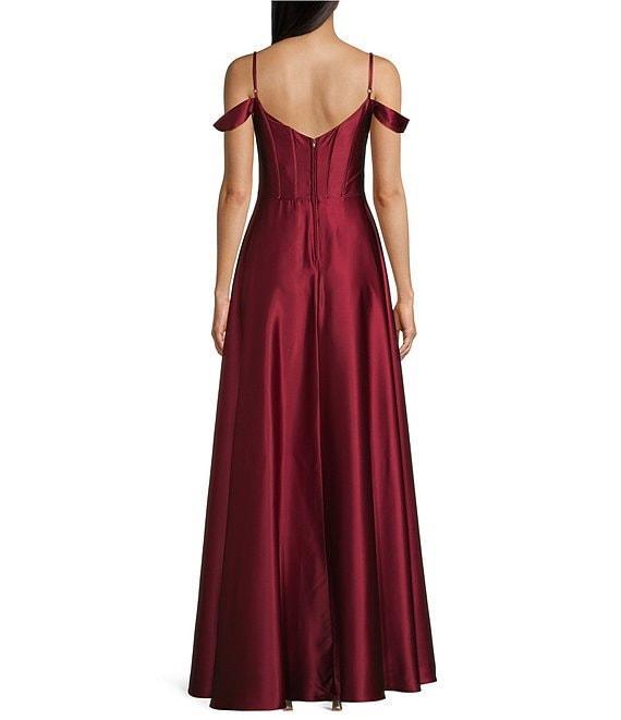 B. Darlin Sweetheart Off Shoulder Strap Front Slit A-Line Dress Product Image