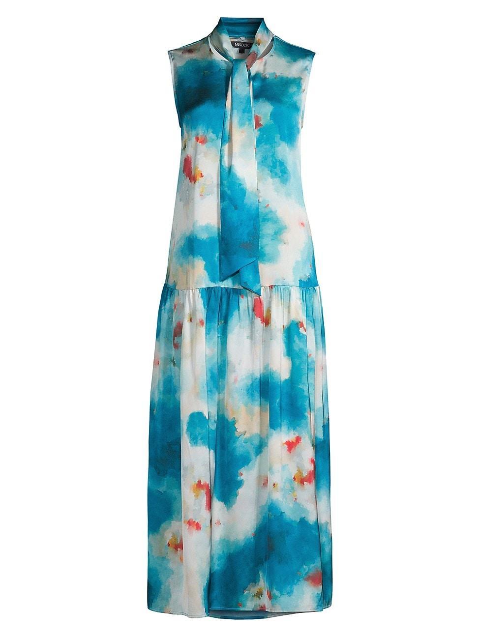 Womens Watercolor Crepe Midi Dress Product Image