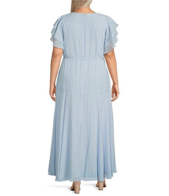 Moda Tara Plus Size Flutter Sleeve Chiffon Sheath Maxi Dress Product Image
