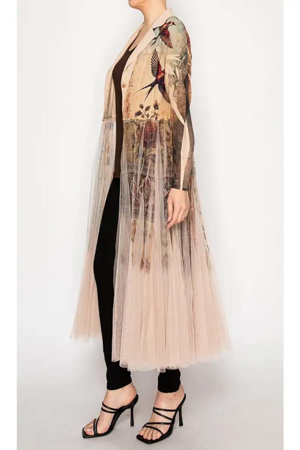 Cardigan Blazer with Long Mesh Layer Product Image