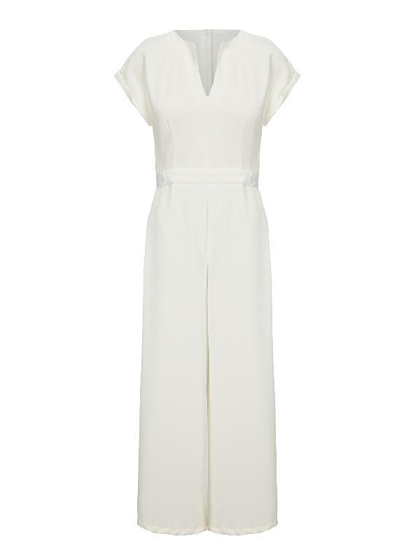Cap Sleeve Wide Leg Solid Color Jumpsuits Product Image