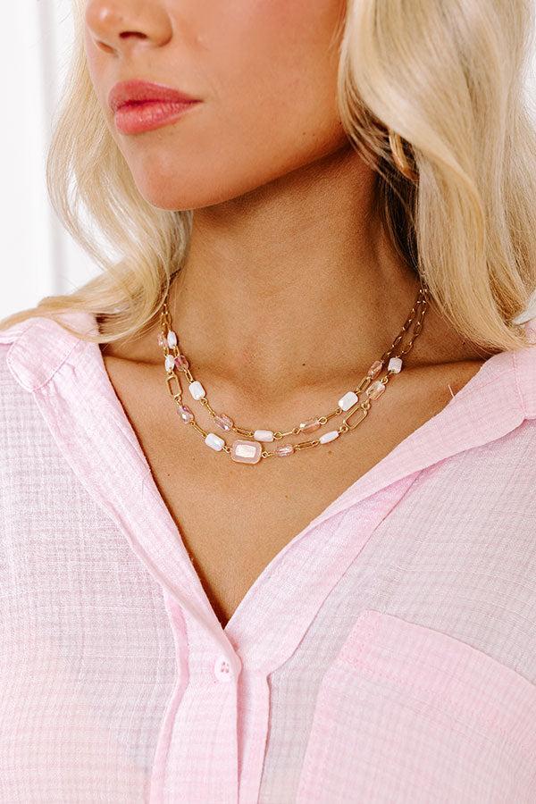 Glam Lifestyle Layered Necklace in Pink Product Image