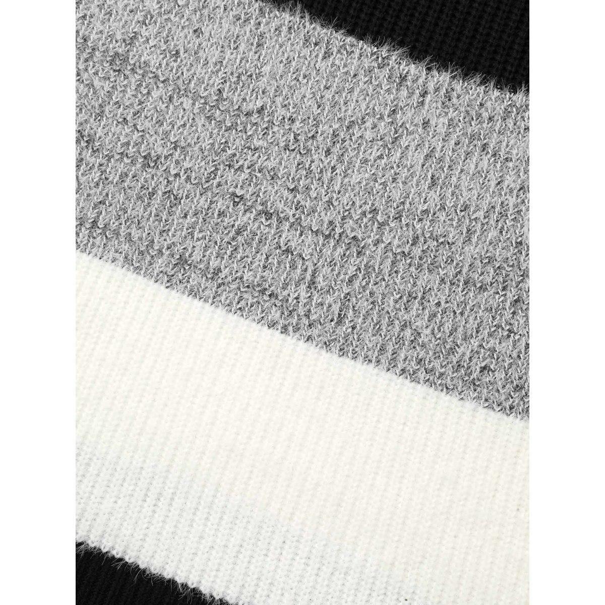 Plus Size Round Neck Colorblock Contrast Pullover Black Women Casual Loose Long Sleeve Round Neck Everyday Pullovers BloomChic 12/L Product Image