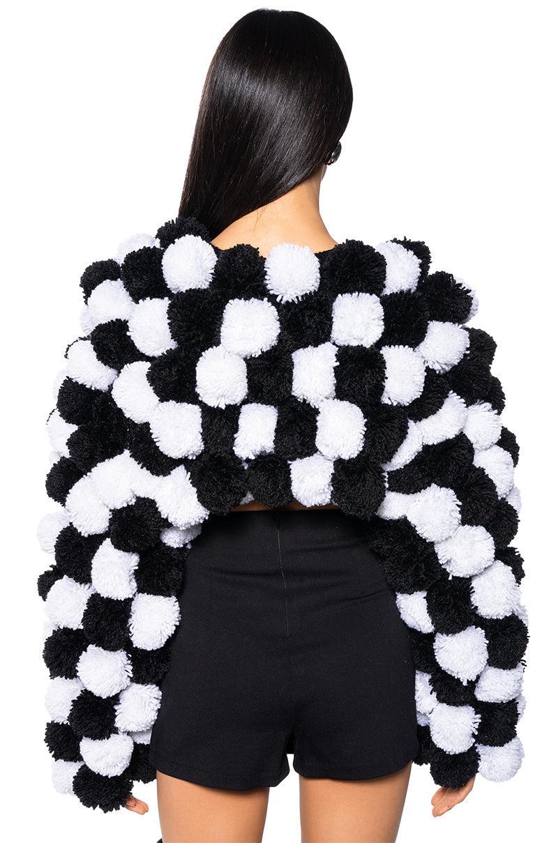 CROPPED POM POM CARDIGAN Product Image