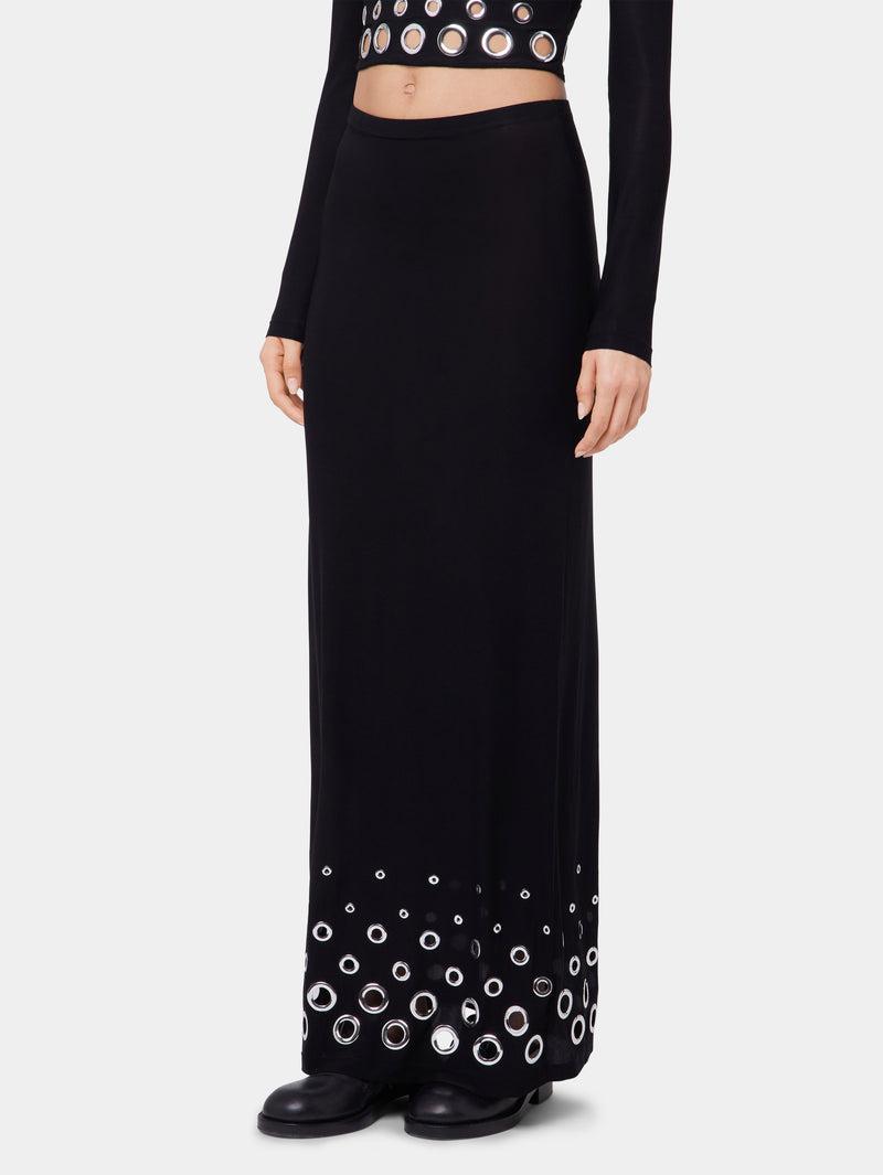 BLACK LONG SKIRT IN JERSEY SECOND-SKIN Product Image