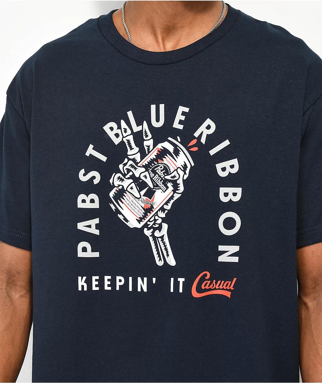 Casual Industrees x Pabst Blue Ribbon Keep It Casual Navy T-Shirt Product Image