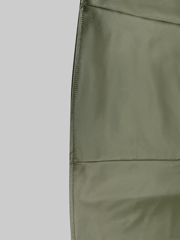 Long Sleeves Solid Color Split-Joint Round-Neck Inner Shirts + A-Line Bowknot Midi Dresses Two Pieces Set Product Image