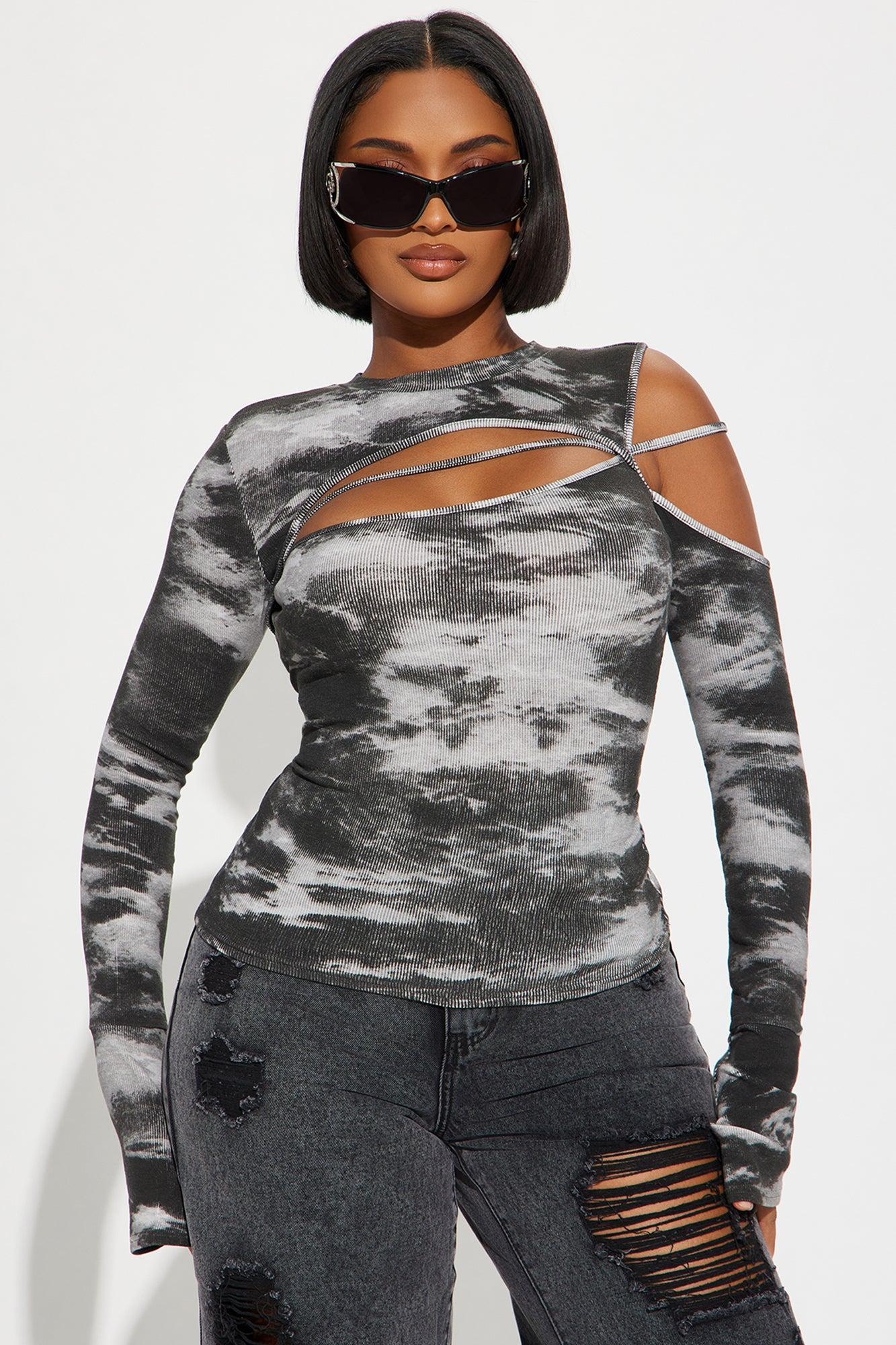 How's The View Cut Out Top - Grey/combo Product Image