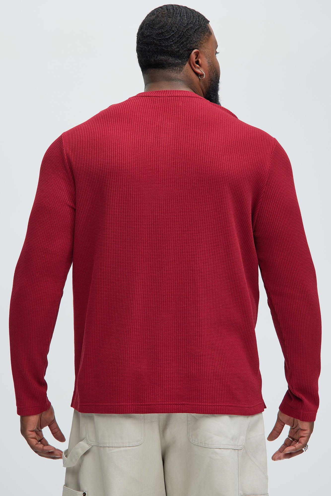 Wesley Long Sleeve Henley - Burgundy Product Image