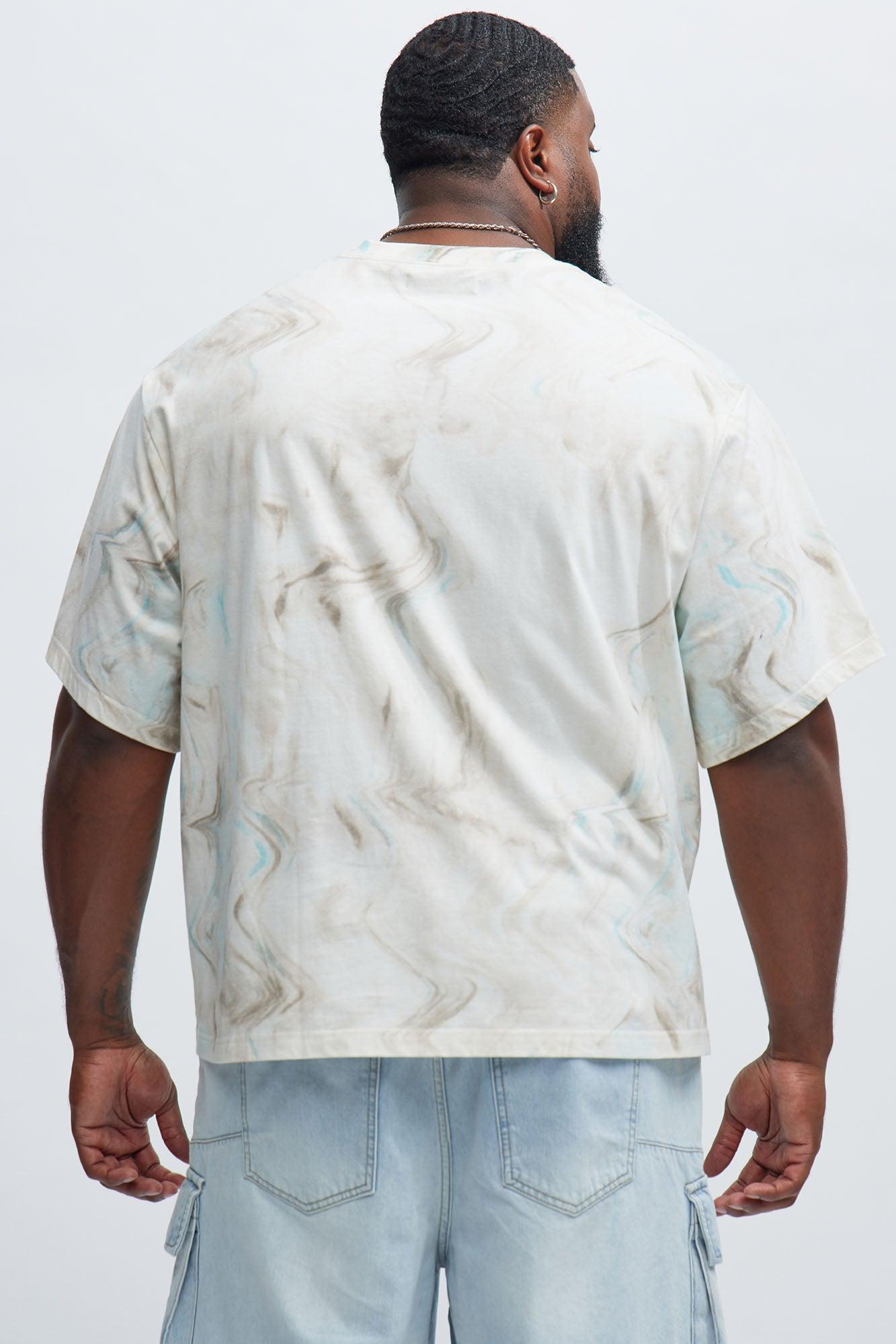 Marble Print Relaxed Tee - Off  White/combo Product Image