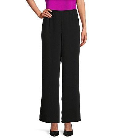 Caroline Rose Matte Crepe Flat Front Elastic Waist Wide Leg Coordinating Pants Product Image