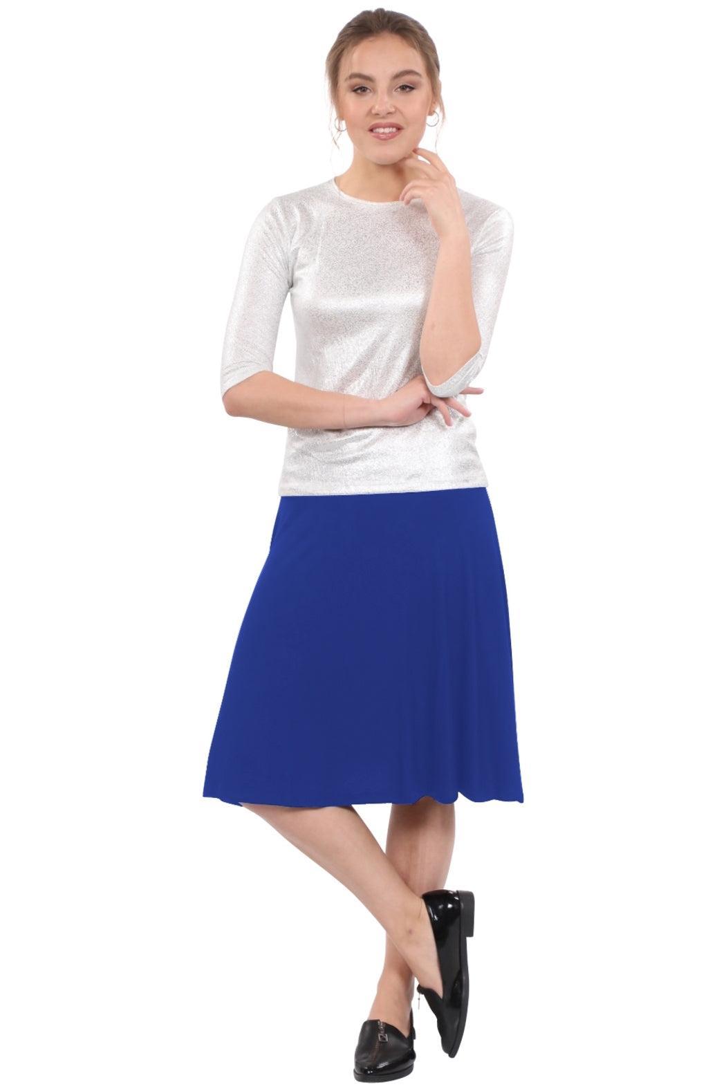 Knee-Length Skater Skirt with Full A-line Cut Product Image