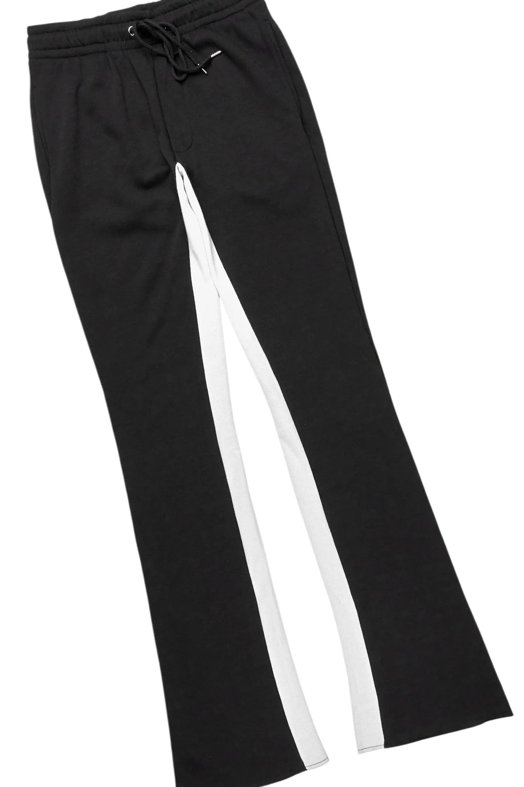 Basic Black/White Hoodie/Baggy Track Pant Set Male Product Image