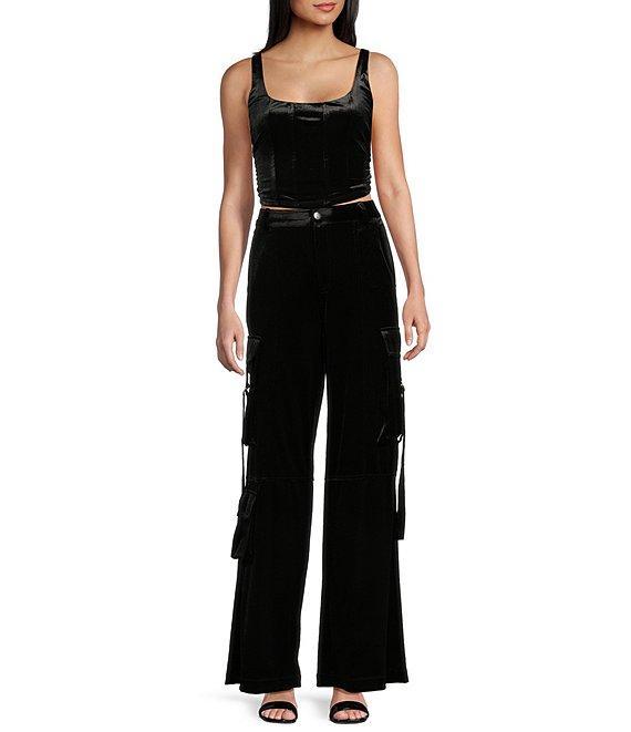 GB Woven Velvet Corset Top Product Image