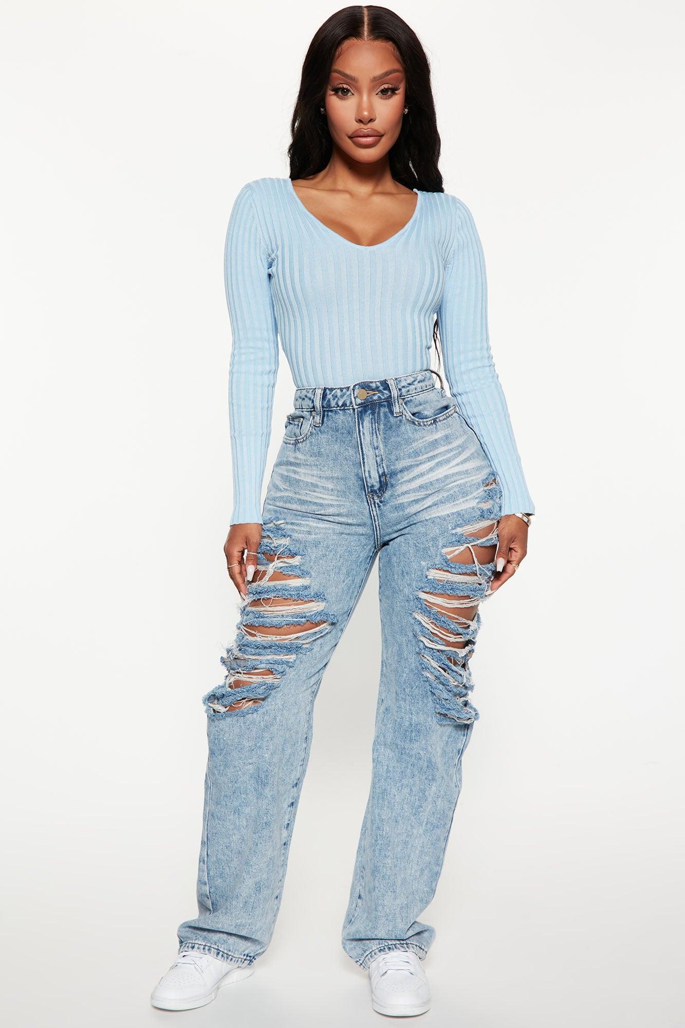 Kallan Knit Sweater Top - Blue Product Image