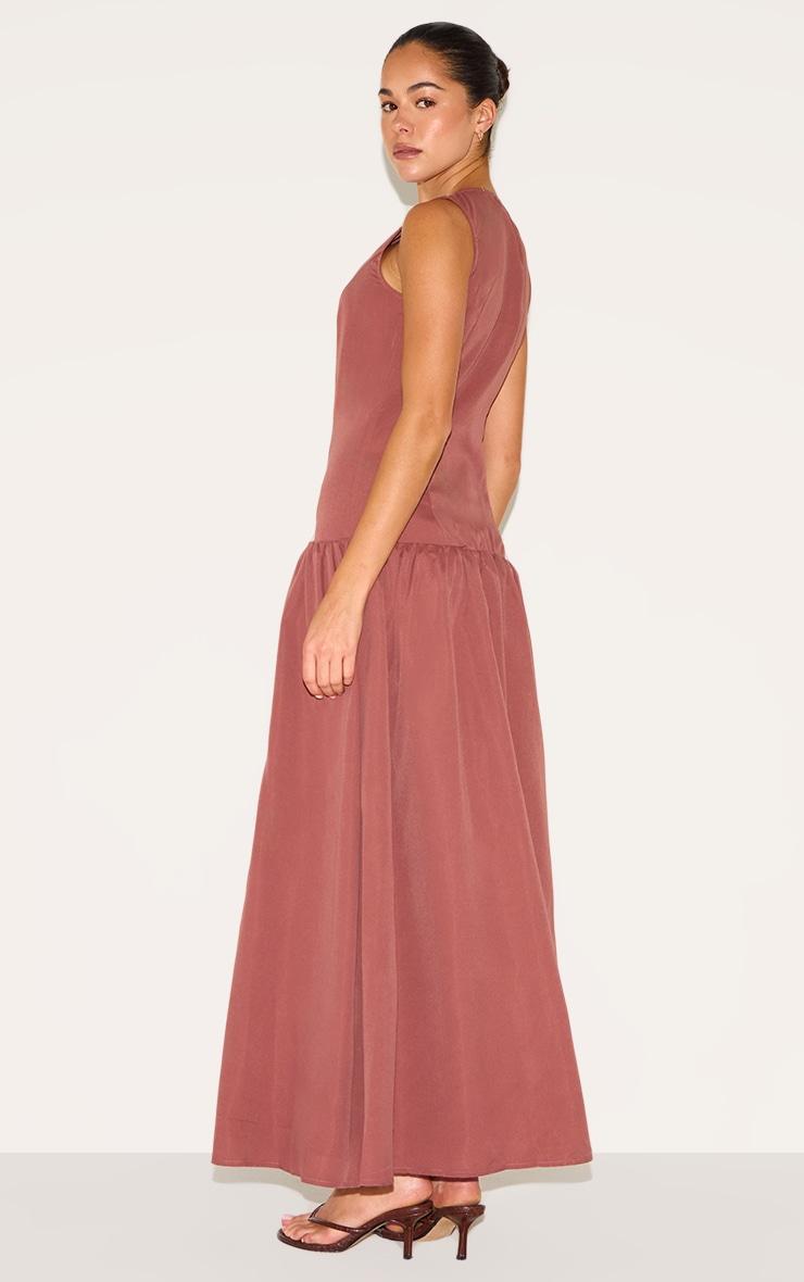 Rust Button Down Drop Waist Maxi Dress Product Image