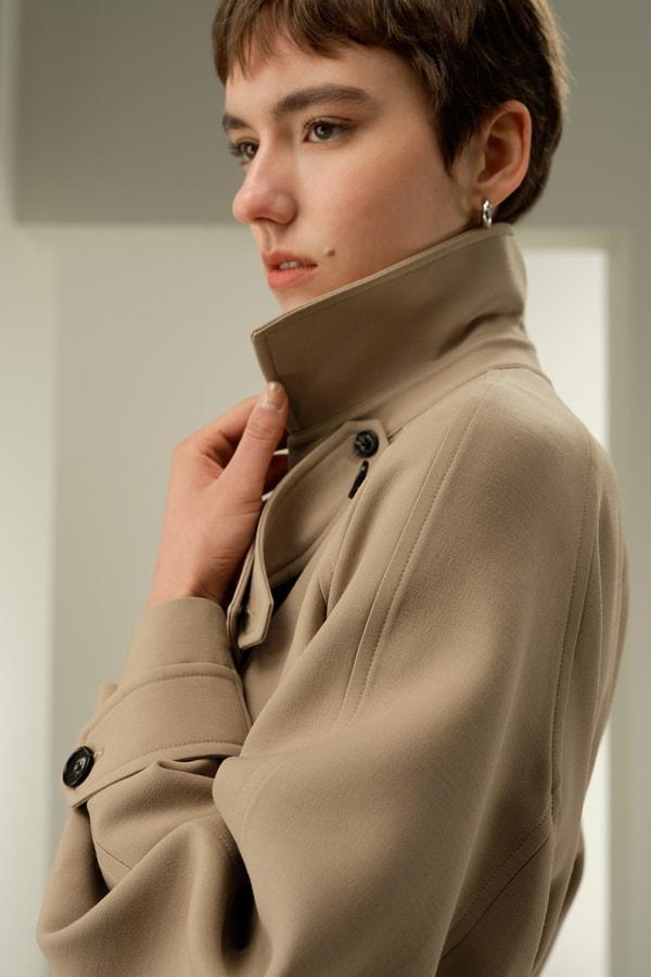 Double-Breasted Silk-Blend Belt Coat Product Image