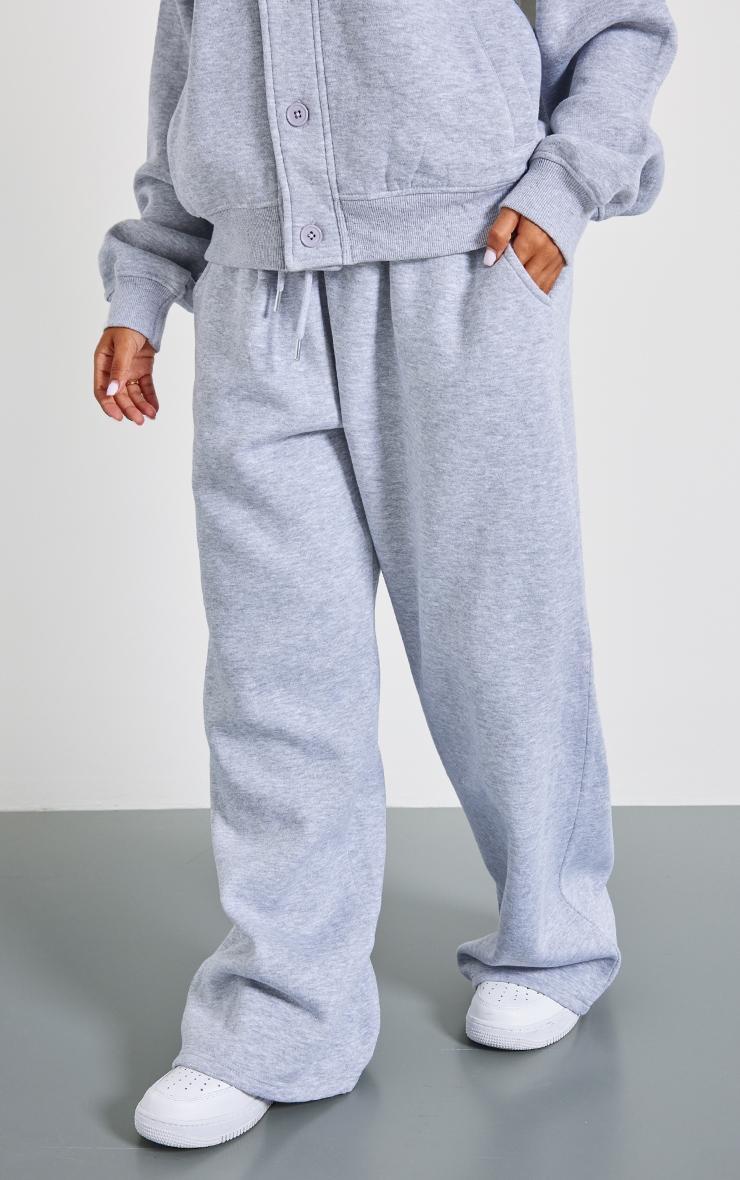 Petite Grey Marl Wide Leg Drawstring Sweatpants Product Image