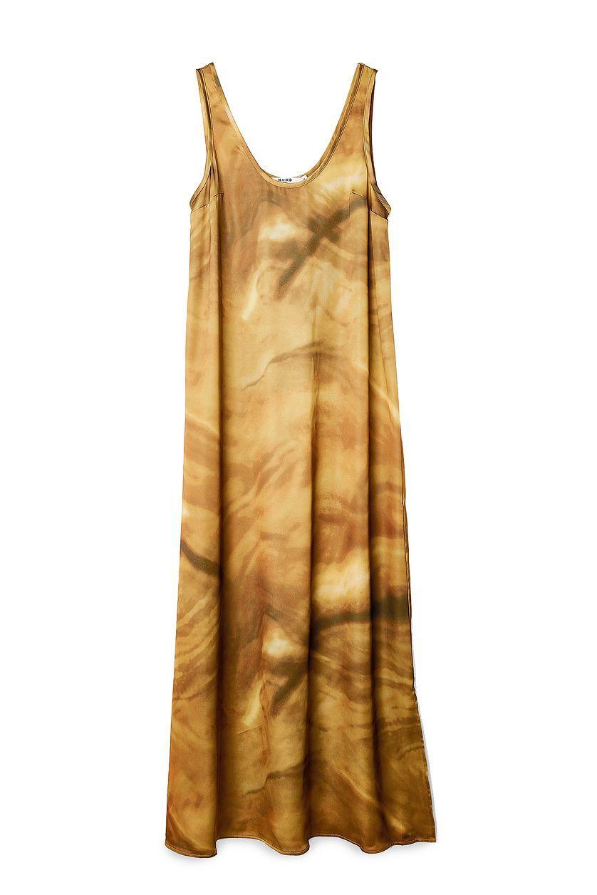 Satin U-Neck Maxi Dress Yellow Product Image