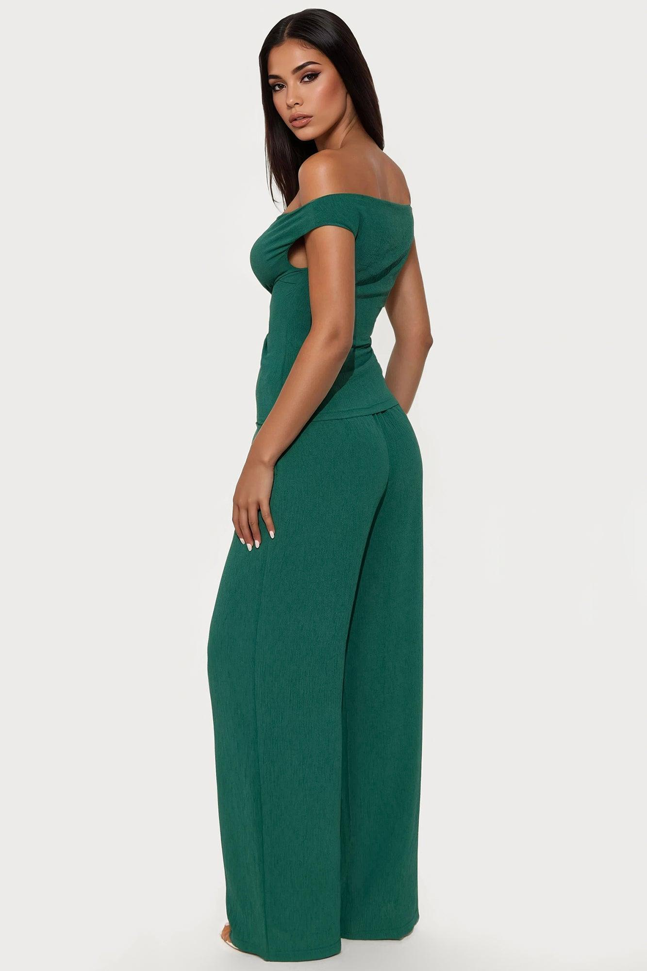 Ana Off Shoulder Pant Set - Hunter Female Product Image