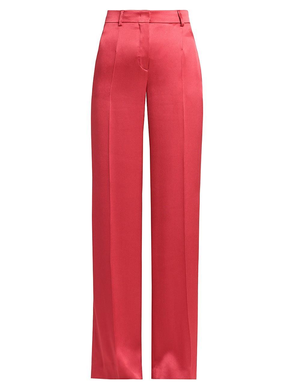 Womens Satin High-Rise Straight-Leg Pants Product Image