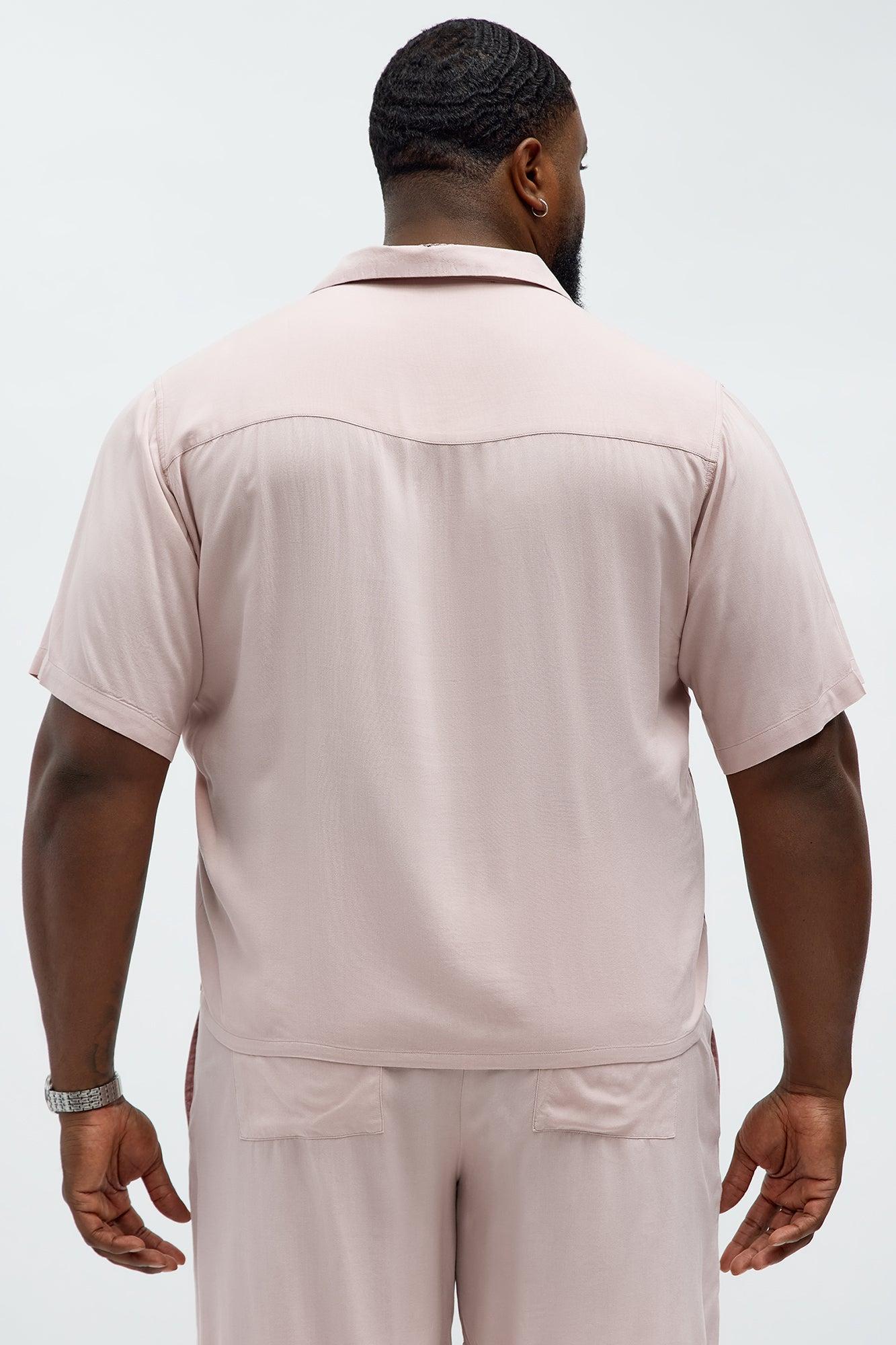 Paradise Set Short Sleeve Button Up Shirt - Pink Male Product Image