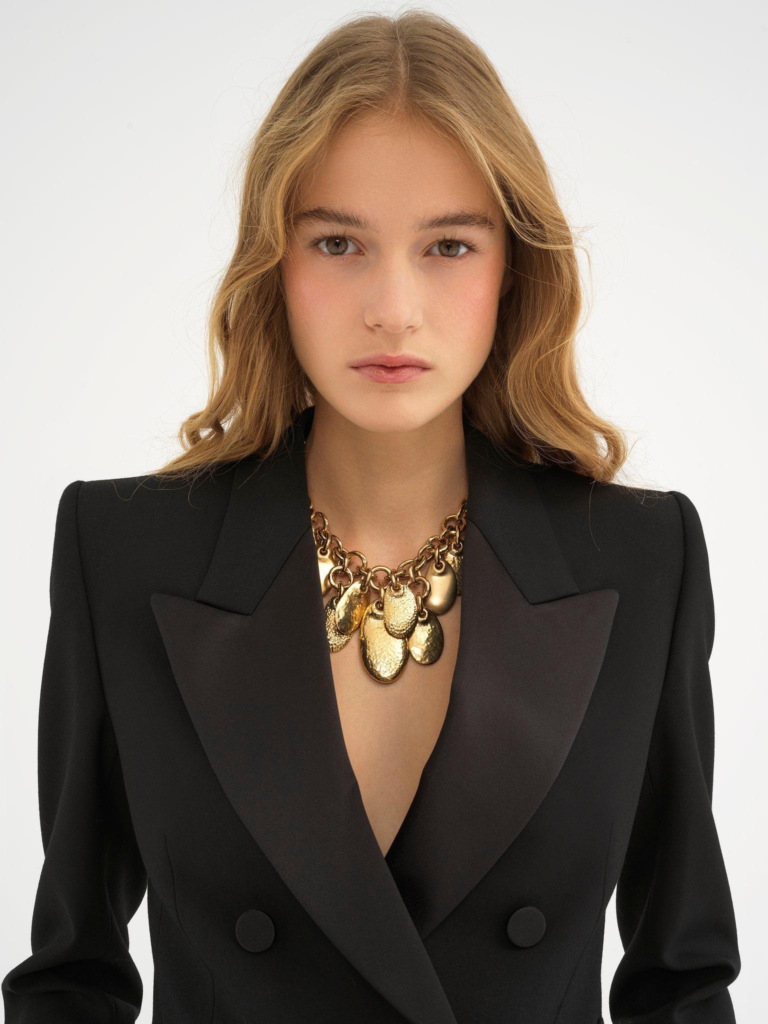 Cropped tuxedo jacket in wool gabardine Product Image