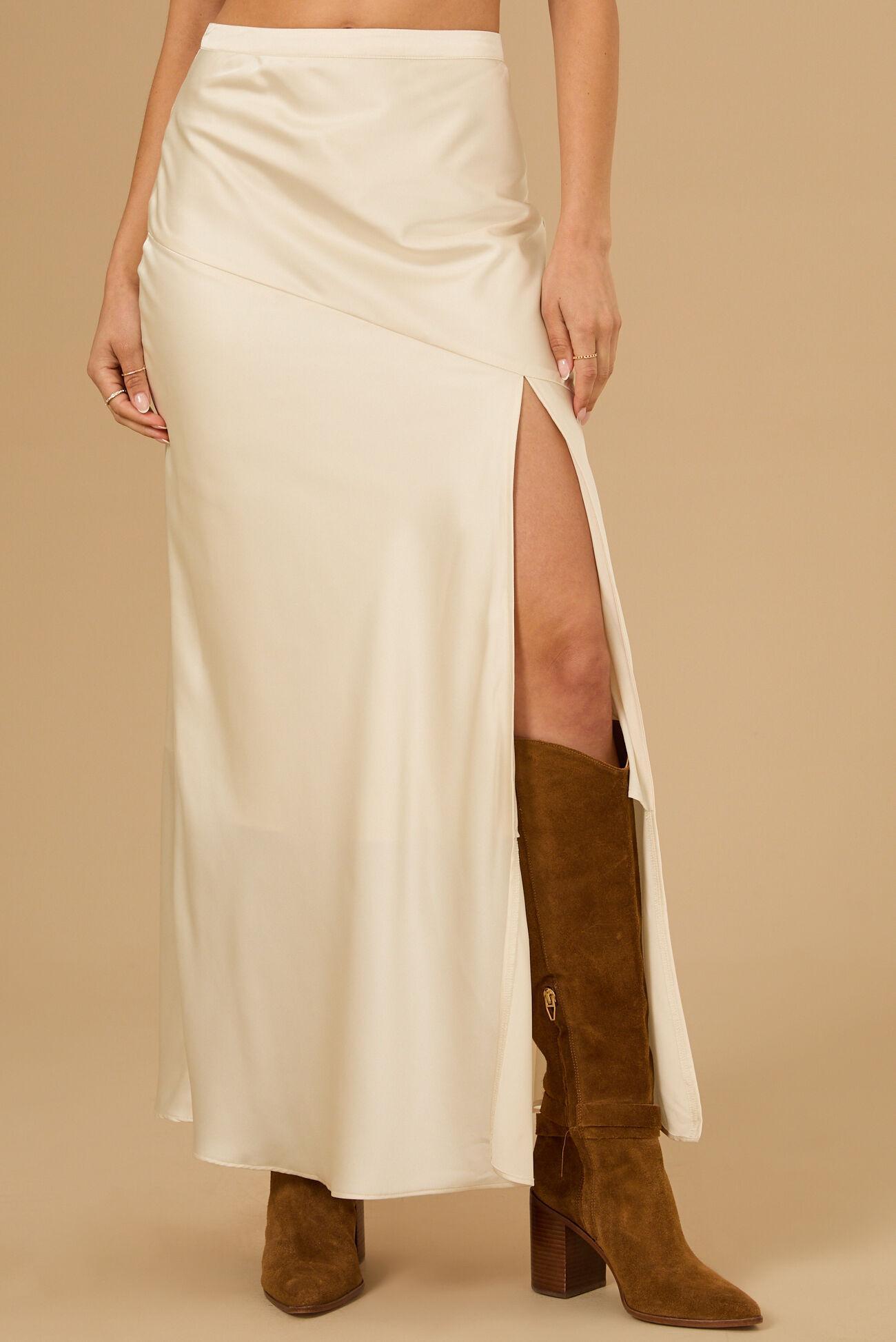 Marigold Satin Maxi Skirt Product Image