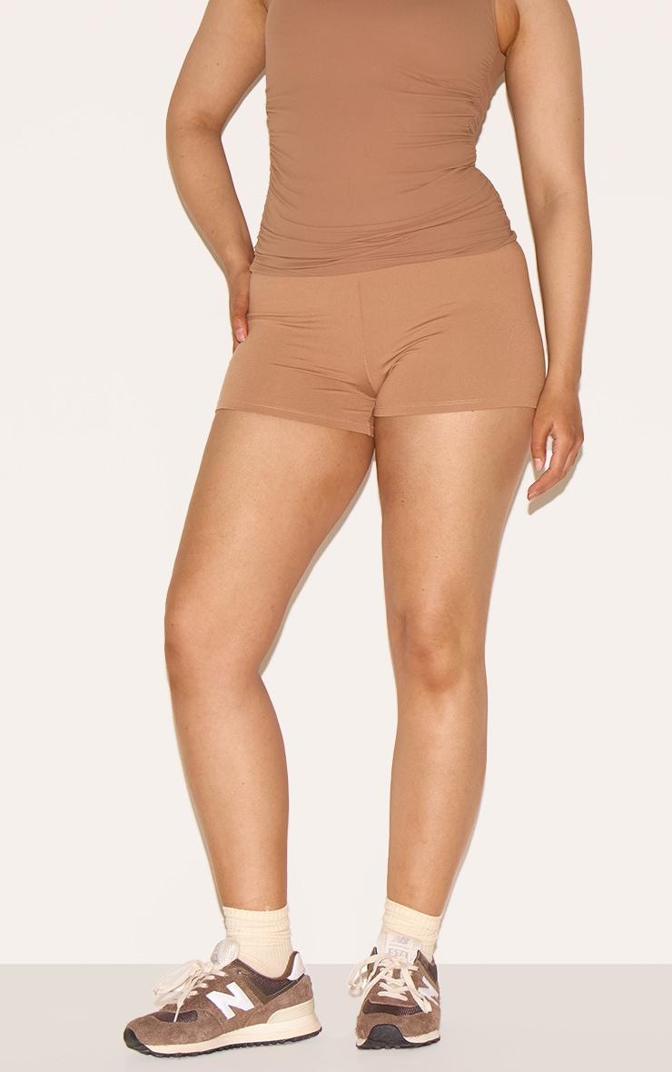 Shape Taupe Active Ruched Side High Waisted Biker Shorts Product Image