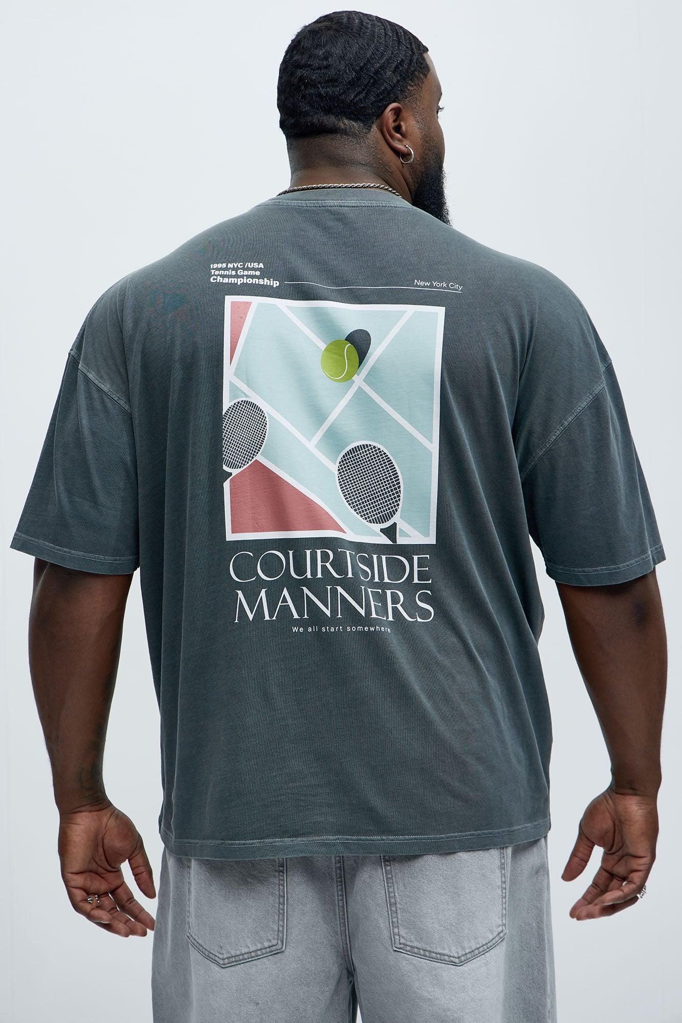 Courtside Manners Oversized Short Sleeve Tee - Grey Product Image
