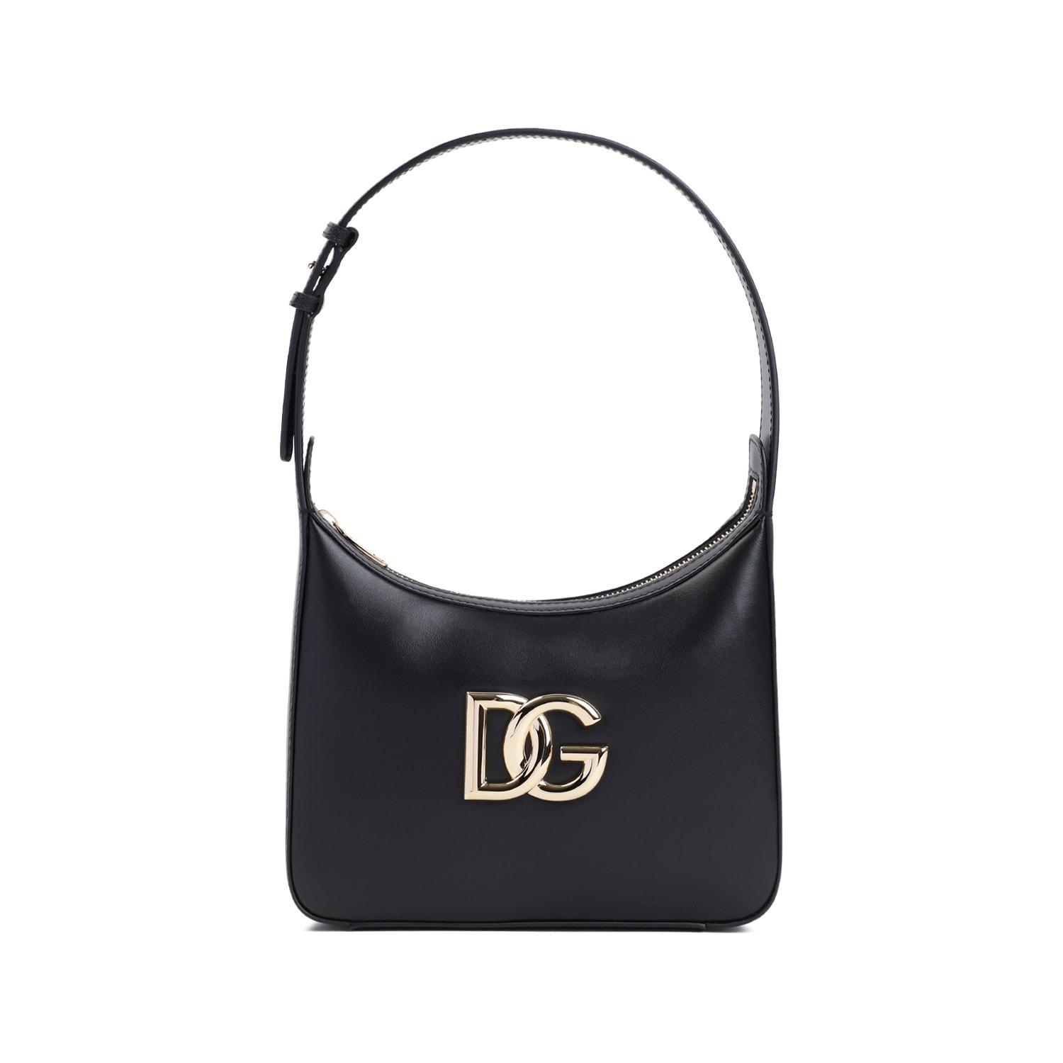 DOLCE & GABBANA 3.5 Calf Leather Shoulder Bag In Black Product Image