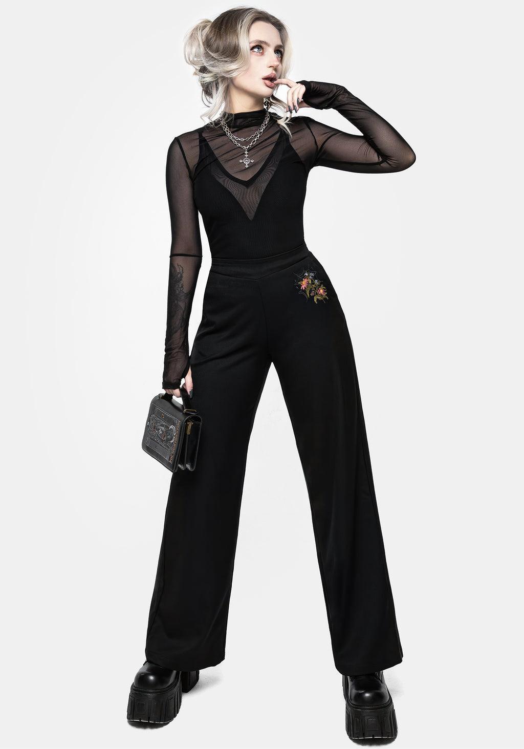 Cleome Floral Spiderweb Embroidered Trousers Product Image