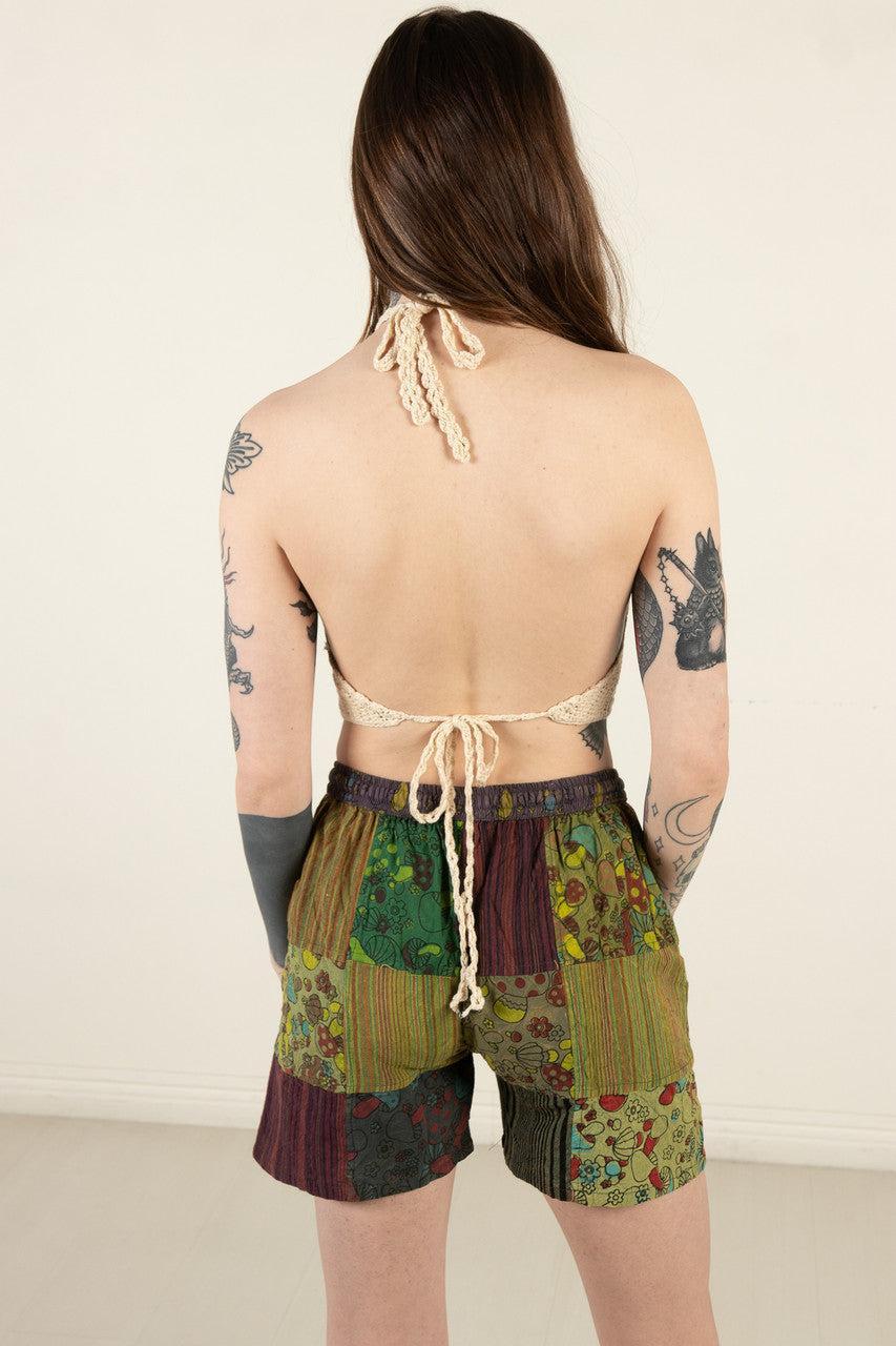 Mushroom Striped Patchwork Shorts Product Image