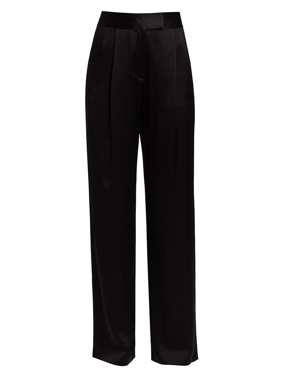 Womens Wide-Leg Silk Trousers Product Image