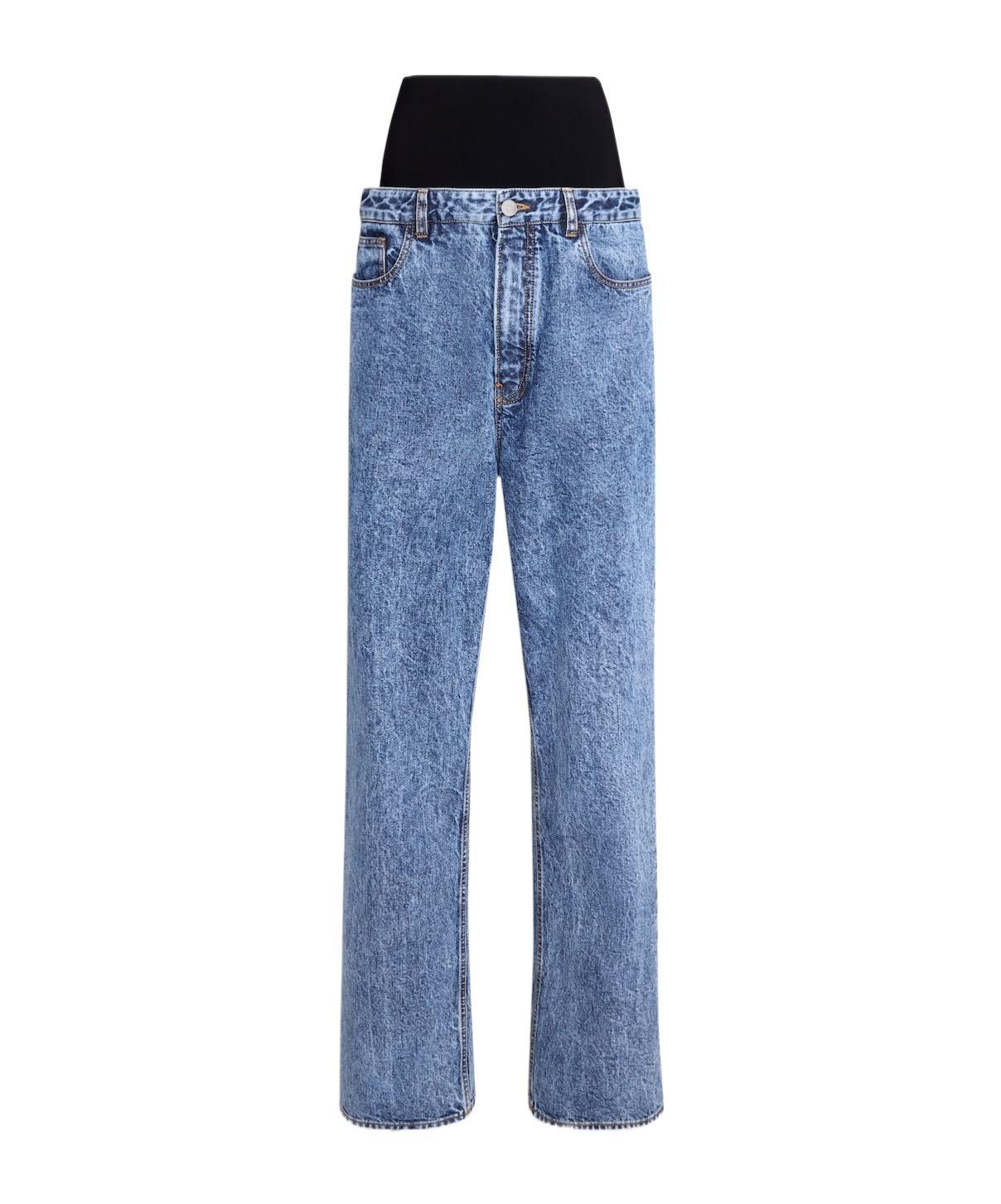 ALAÏA Snow Denim Jeans With Knit Band In Blue Product Image