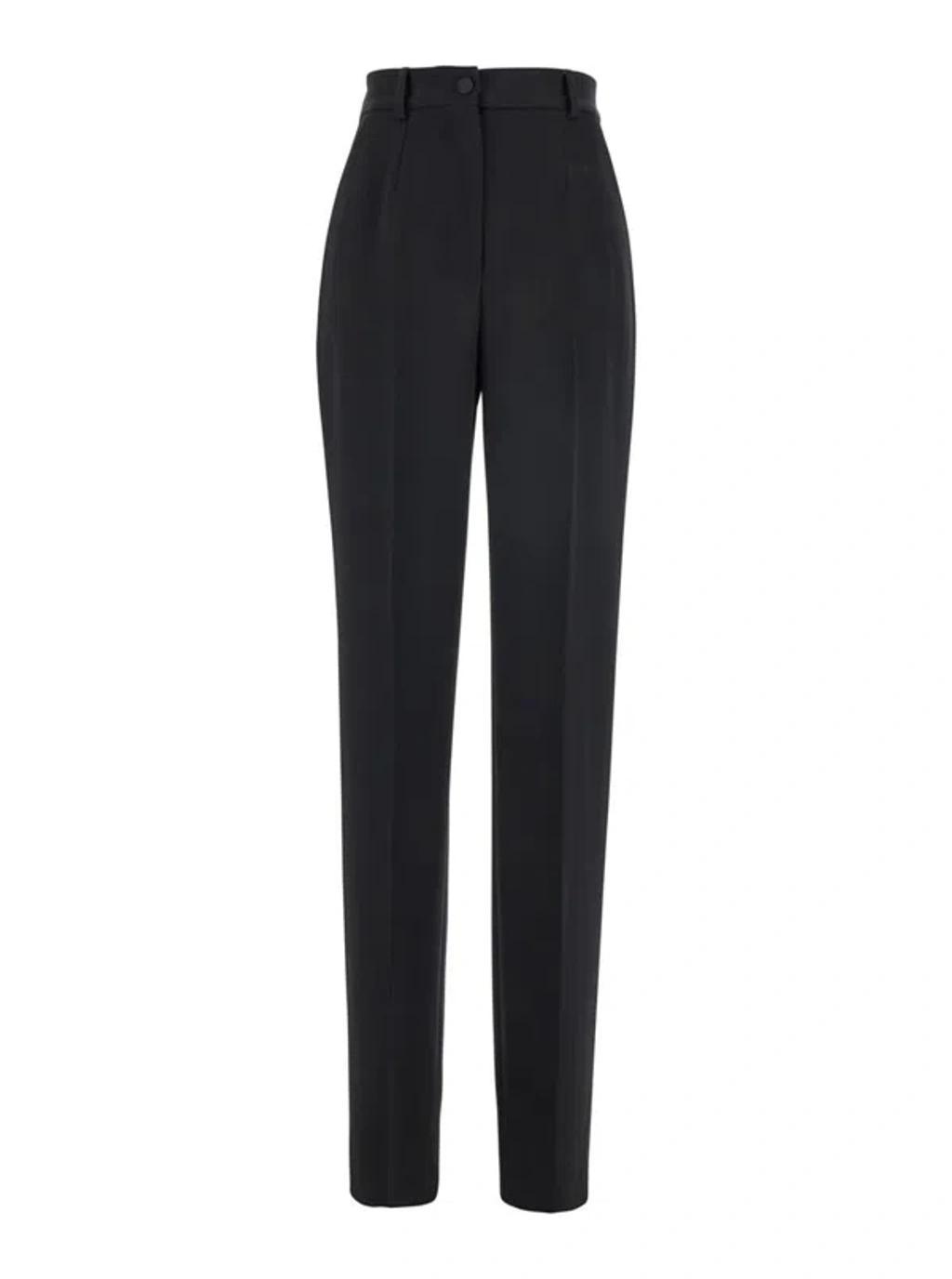 DOLCE & GABBANA Black Pants With High Waist And Belt Loops In Wool Woman Product Image