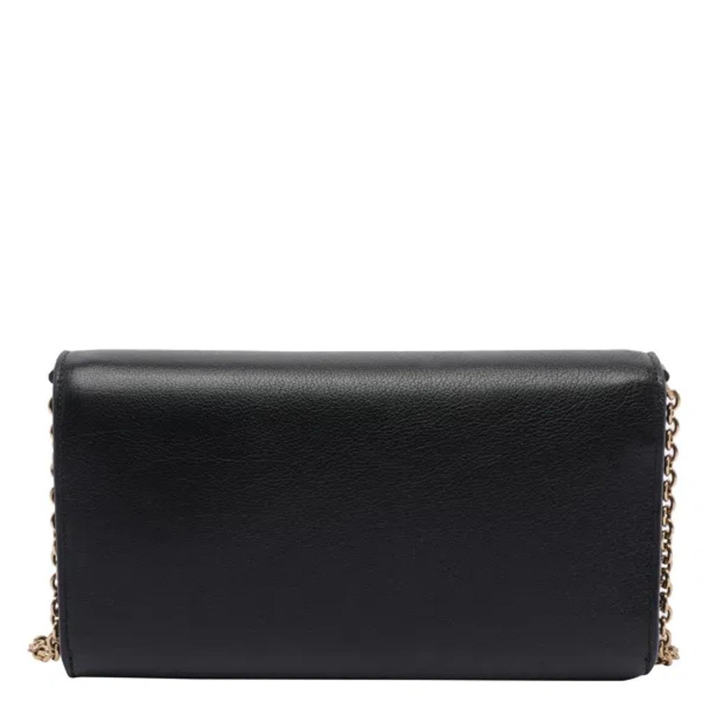CHLOÉ Iconic Flap Wallet On Chain In Shiny Calfskin In Black Product Image