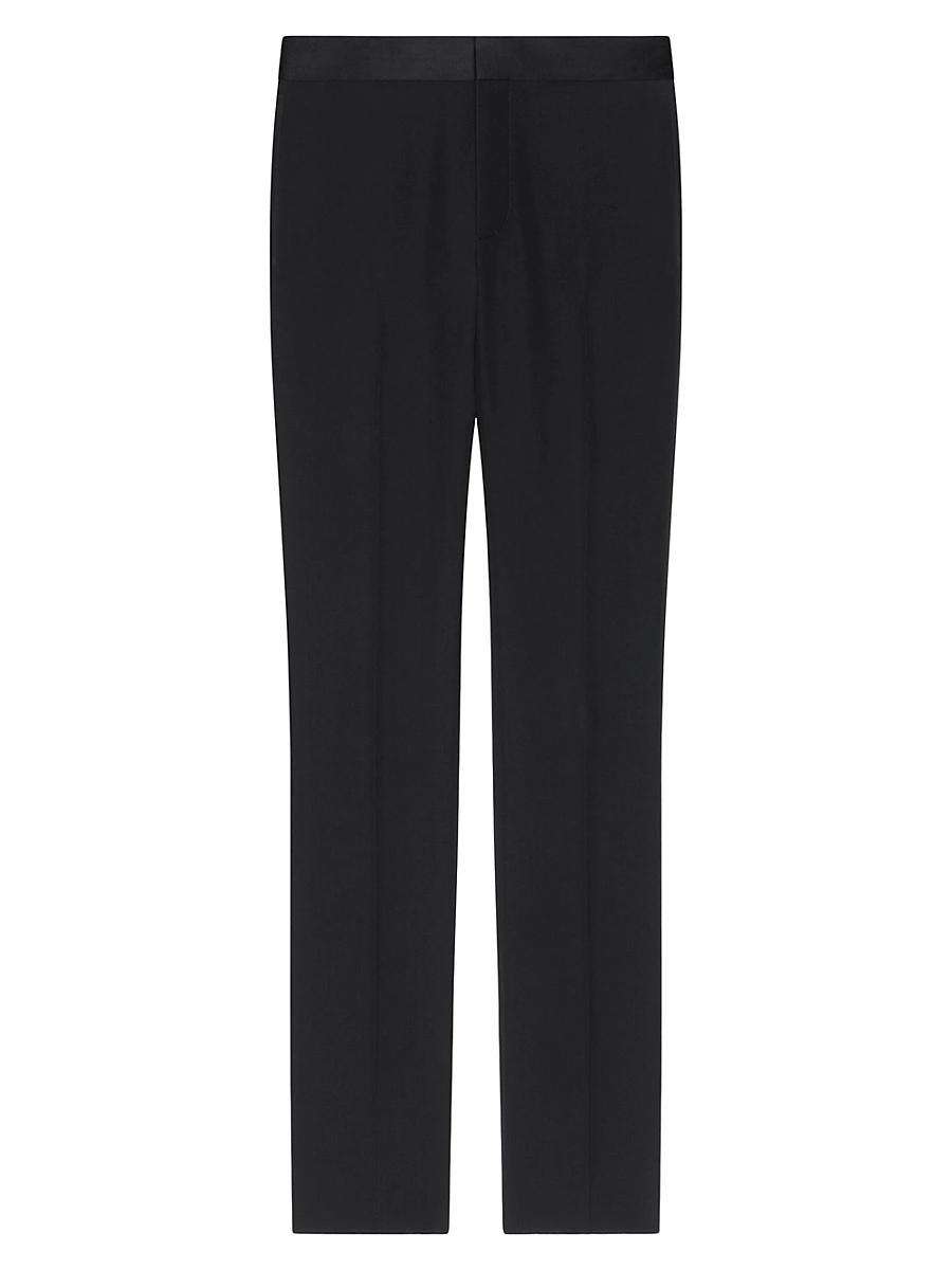 Mens Slim Fit Tailored Pants In Wool With Satin Product Image
