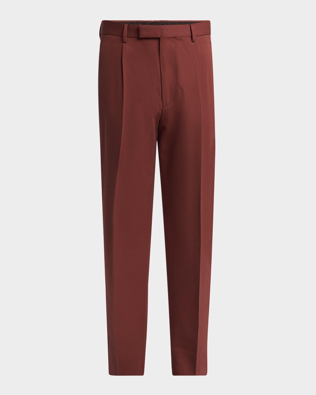 Mens Pleated Cotton-Wool Pants Product Image