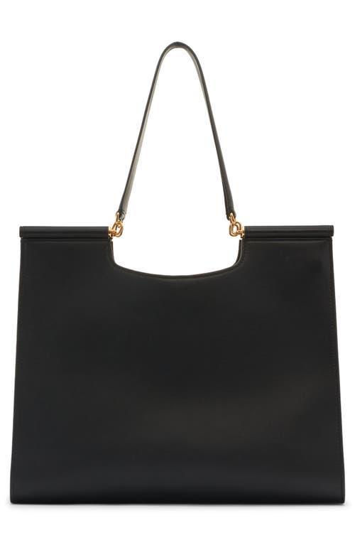 DOLCE & GABBANA Large Leather Sicily Tote Bag In Nero Product Image