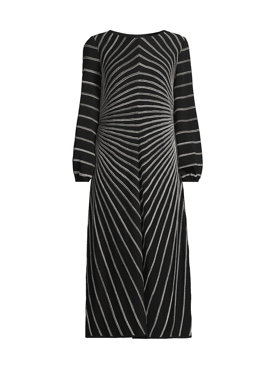 Womens Striped Metallic Knit Midi-Dress Product Image