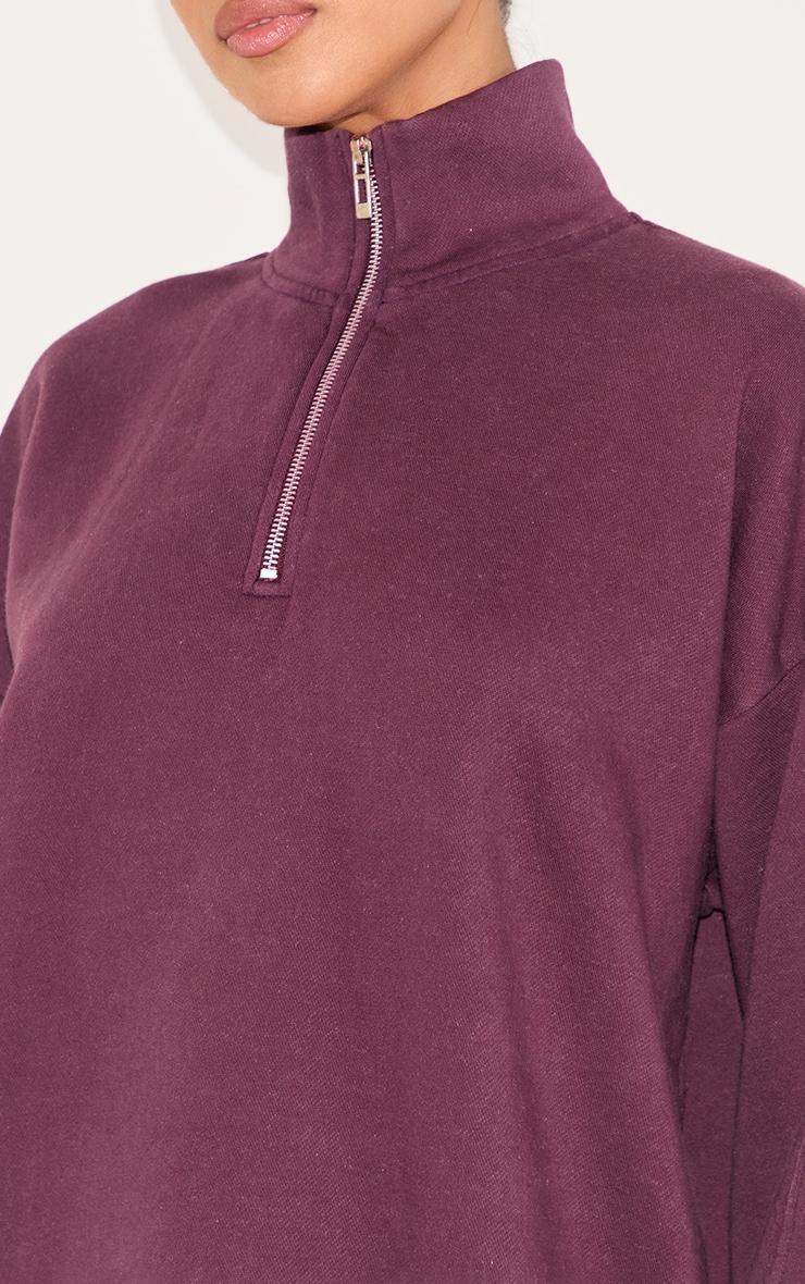 Plum Washed Quarter Zip Sweatshirt Product Image