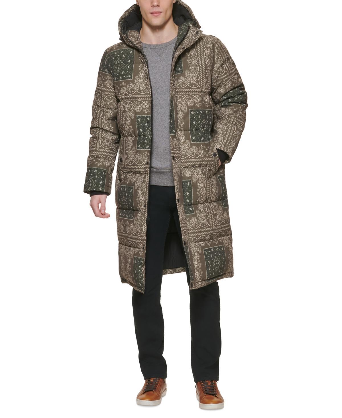 Mens Levis Oversized Long Quilted Parka Jacket Green Bandana Product Image