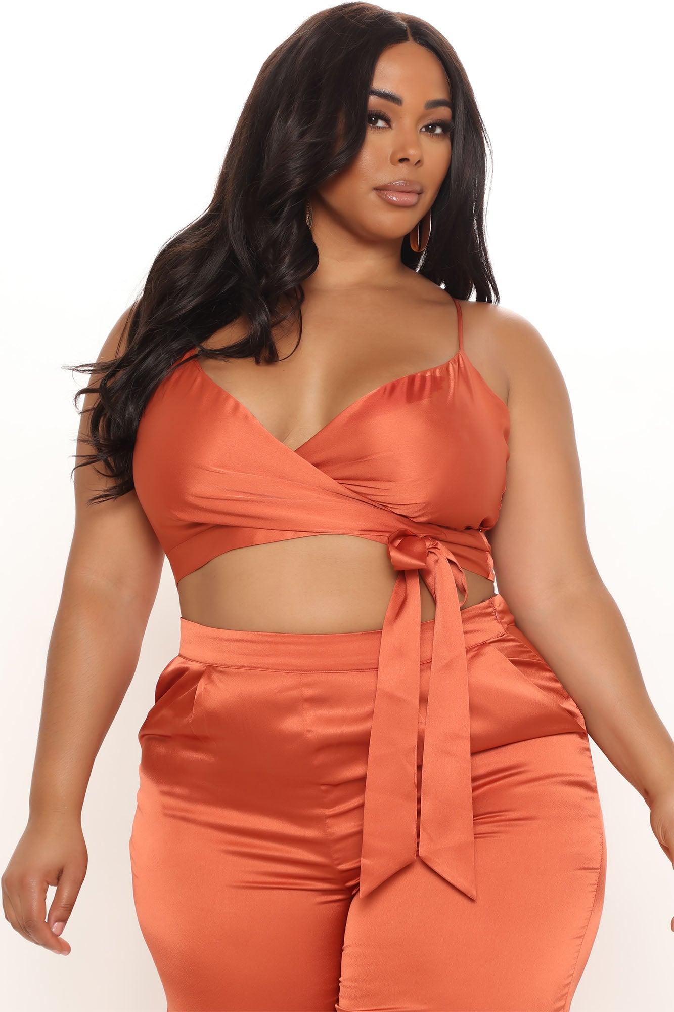 Luxury Views Satin Pant Set - Coral Product Image