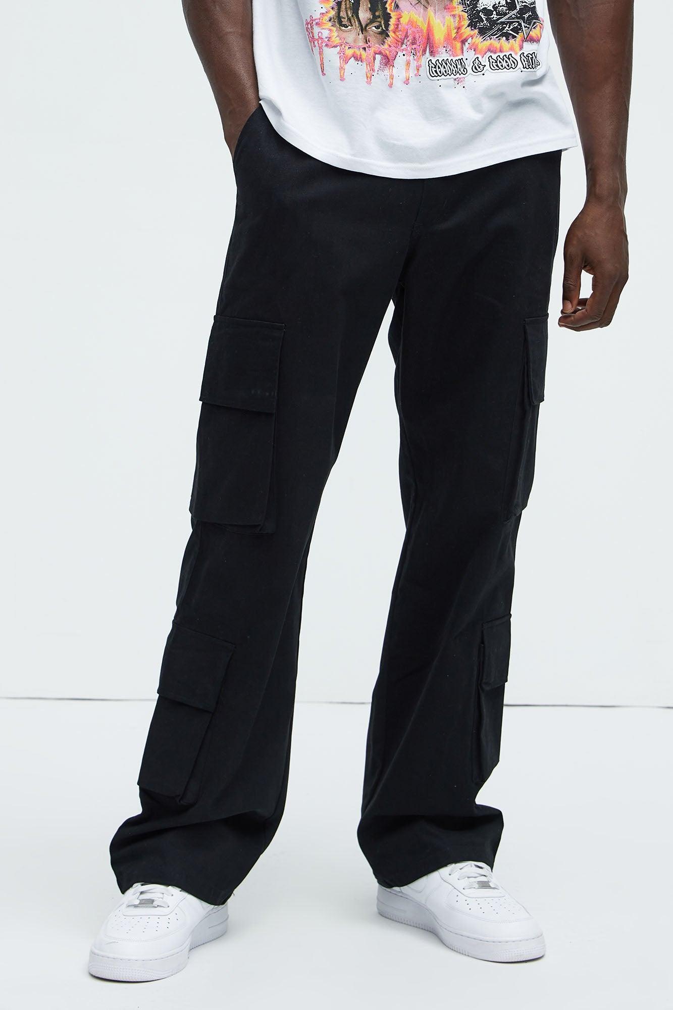 Loose Screw Baggy Cargo Pants - Black Product Image