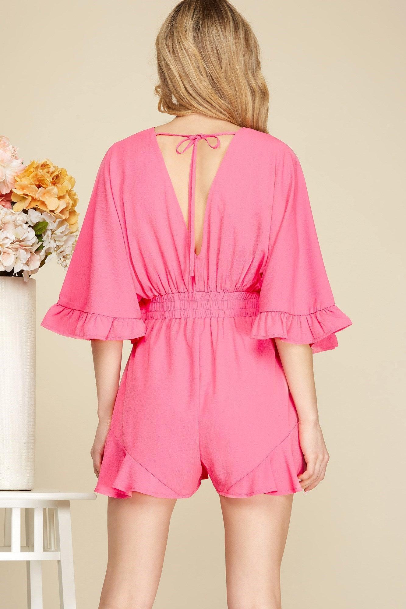 Ruffled Dolman-Sleeve Romper Product Image